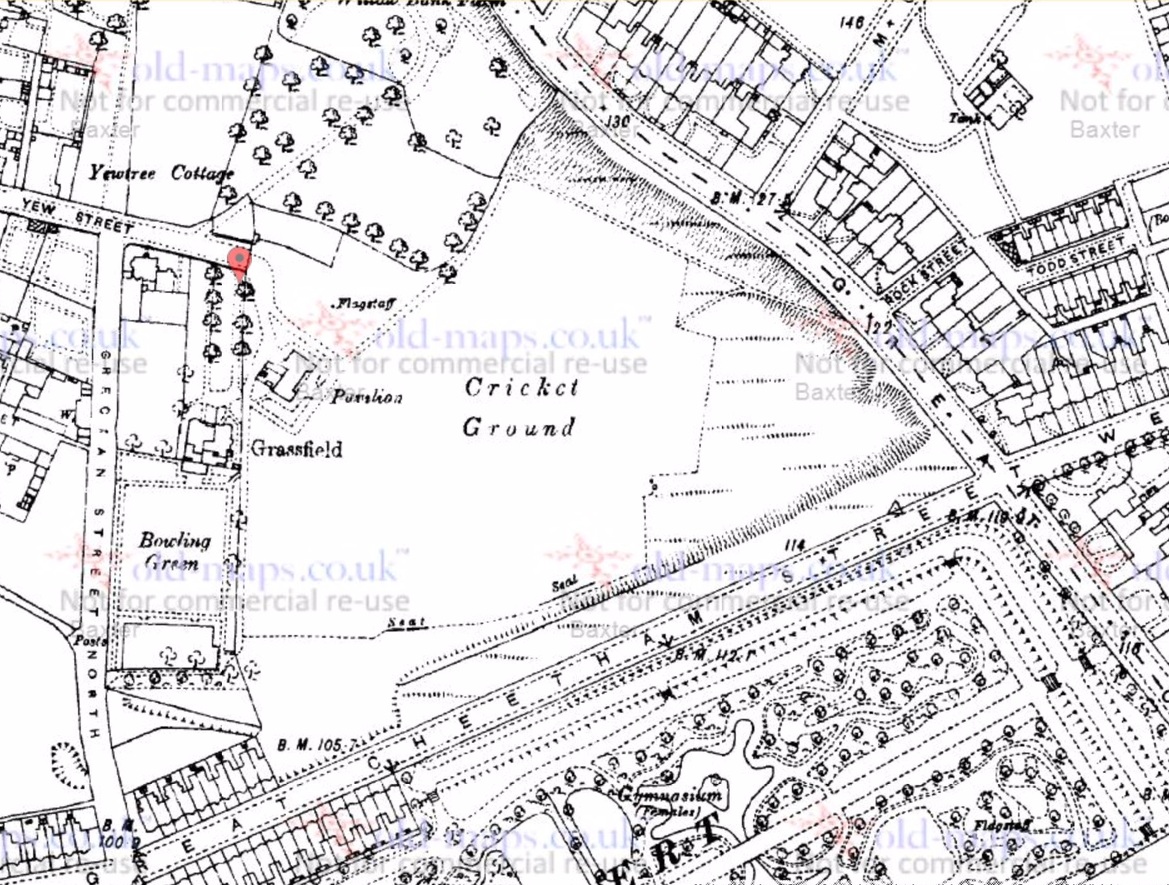 Manchester - Broughton Cricket Ground : Map credit Old-Maps.co.uk historic maps